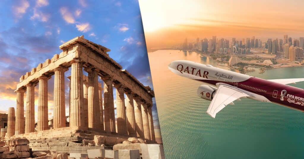 Qatar Airways promoção classe executiva: voos 2x1 para Atenas